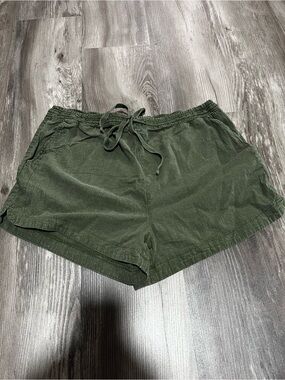 Olive Green Drawstring linen shorts